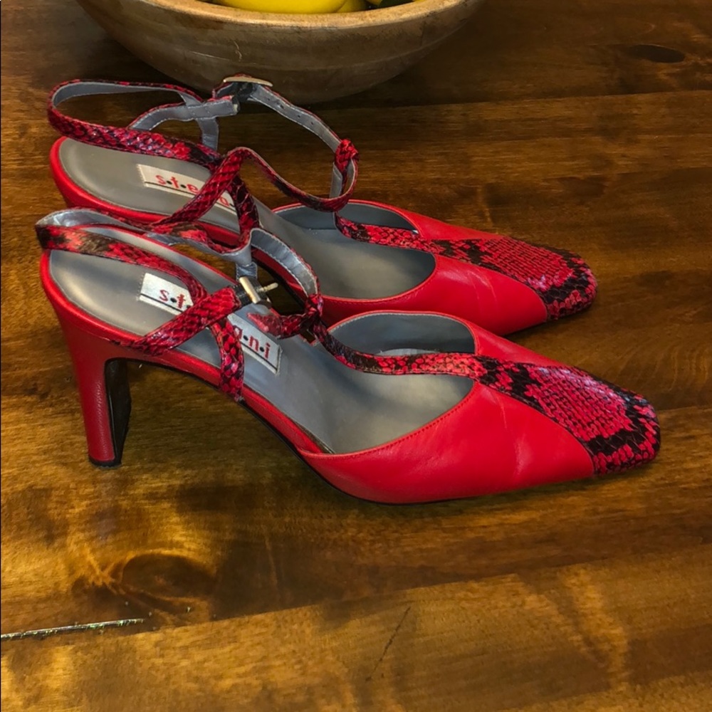 Red Snake Skin Heels - Picture 3 of 4